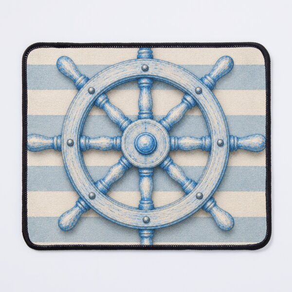 Item preview, Pastel Blue Ship Wheel Watercolor, Coastal Beach House Decor, Nautical Maritime Aesthetic, Minimal Seaside Illustration designed and sold by CosmicAnomaly.