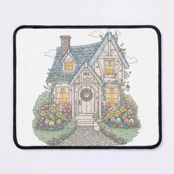 Item preview, Easter Cottage with Spring Flowers and Bunny designed and sold by CozyinTime.