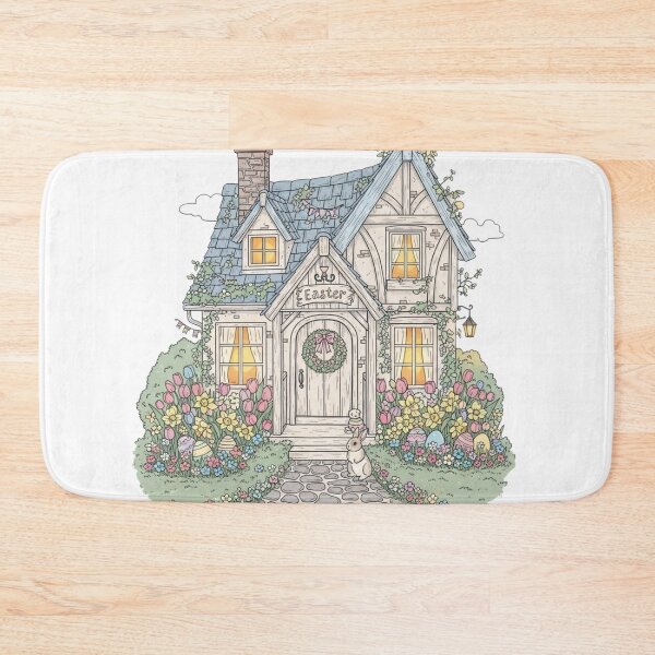 Item preview, Easter Cottage with Spring Flowers and Bunny designed and sold by CozyinTime.
