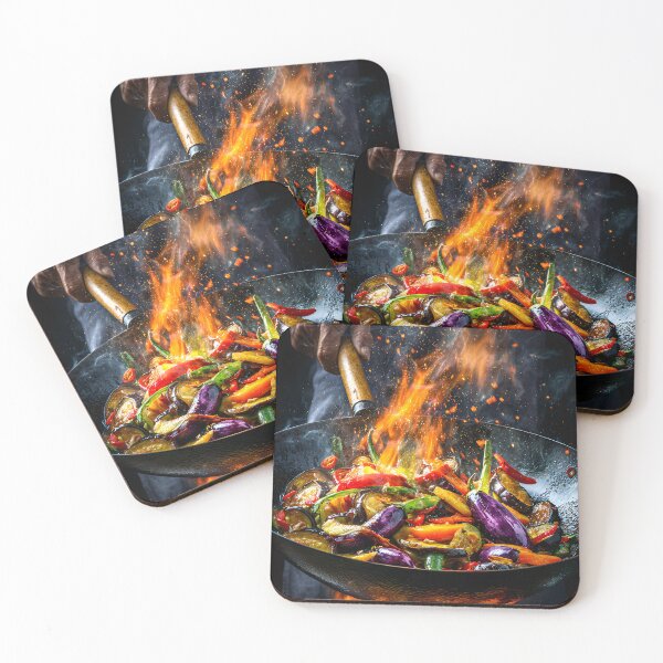Item preview, Vivid Vegetable Stir-Fry in Action Inside Wok designed and sold by Artessie.