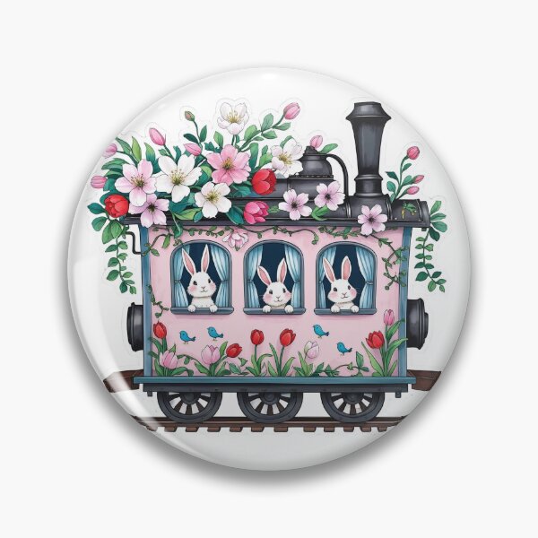 Item preview, Easter Bunny Train with Cherry Blossoms and Tulips designed and sold by CozyinTime.