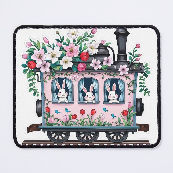 Item preview, Easter Bunny Train with Cherry Blossoms and Tulips designed and sold by CozyinTime.