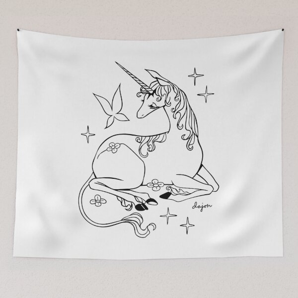 Item preview, The Last Unicorn Black and White Illustration designed and sold by dajonacevedo.