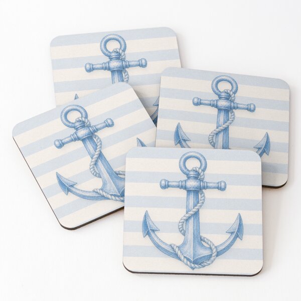 Item preview, Pastel Blue Nautical Anchor Watercolor, Coastal Beach House Decor, Maritime Ocean Aesthetic, Minimal Seaside Illustration designed and sold by CosmicAnomaly.