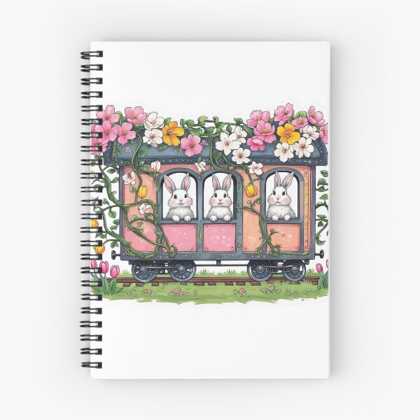 Item preview, Spring Bunny Train with Pink Flowers and Tulips designed and sold by CozyinTime.