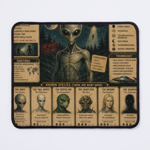 Item preview, A Field Guide to Aliens – Vintage UFO Survival Poster designed and sold by 4TinyPaws.