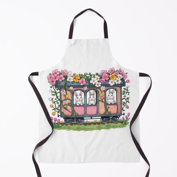 Item preview, Spring Bunny Train with Pink Flowers and Tulips designed and sold by CozyinTime.