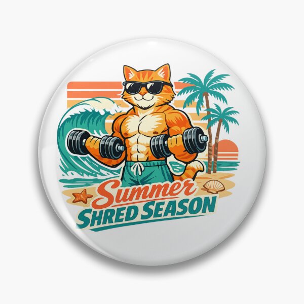 Item preview, Funny Cat Gym Shirt – Summer Shred Season – Muscular Beach Cat Tee – Cat Lover Summer Fitness Gift designed and sold by AMBAYK.