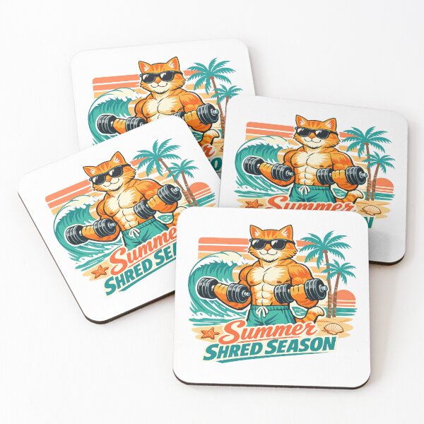 Item preview, Funny Cat Gym Shirt – Summer Shred Season – Muscular Beach Cat Tee – Cat Lover Summer Fitness Gift designed and sold by AMBAYK.