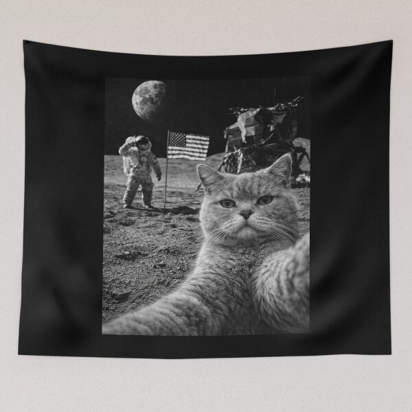 Item preview, Cat Moon Landing Selfie Funny Smug Deadpan Humor Meme Gift designed and sold by Say It With Ink.