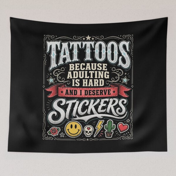Item preview, Tattoos Because Adulting Is Hard And I Deserve Stickers Vintage Tattoo Graphic  designed and sold by bilal sibgui.