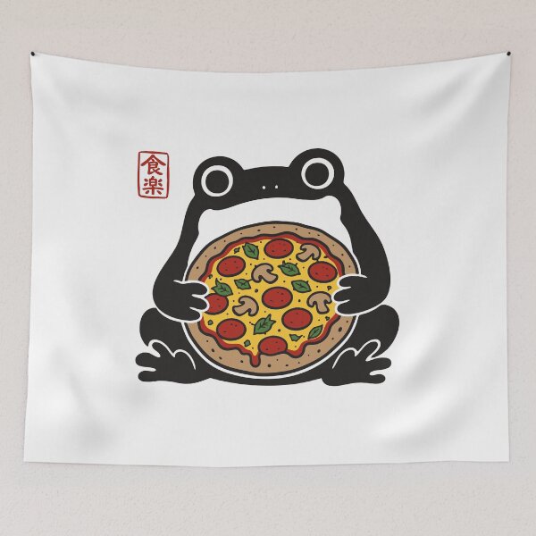 Item preview, Chubby Frog Eating Pizza designed and sold by gunaone-design.