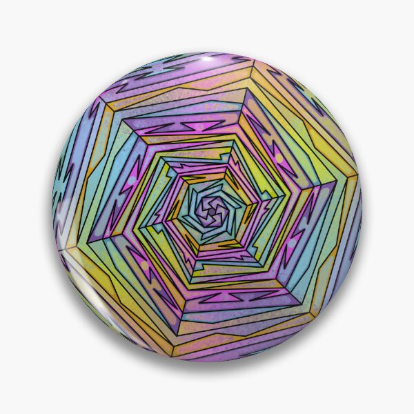 Item preview, Pastel Hexagon Spiral Mandala — Rainbow Geometric Vortex Pattern in Pink Blue Yellow Purple designed and sold by RareSquareBearArts.