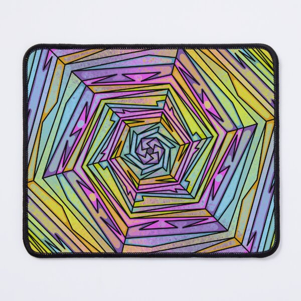 Item preview, Pastel Hexagon Spiral Mandala — Rainbow Geometric Vortex Pattern in Pink Blue Yellow Purple designed and sold by RareSquareBearArts.