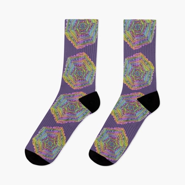 Item preview, Pastel Hexagon Spiral Mandala — Rainbow Geometric Vortex Pattern in Pink Blue Yellow Purple designed and sold by RareSquareBearArts.