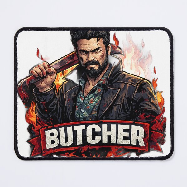 Item preview, Butcher Dark Anti-Hero Bloody Bat Fire Cinematic Poster Comic Art designed and sold by LoomisDreams.