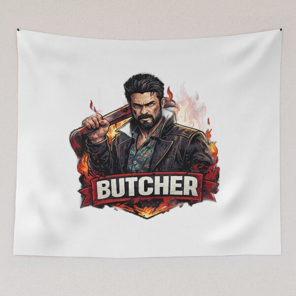 Item preview, Butcher Dark Anti-Hero Bloody Bat Fire Cinematic Poster Comic Art designed and sold by LoomisDreams.