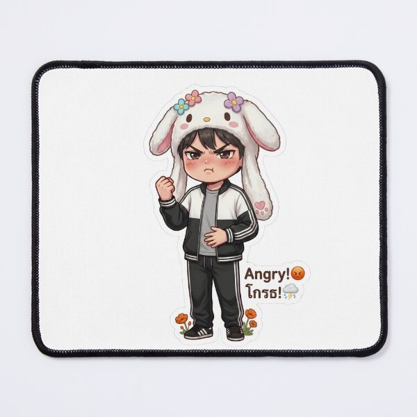 Item preview, Grumpy Bunny Hat Boy Defiant Fist - Funny Moody Art designed and sold by GlowPix.