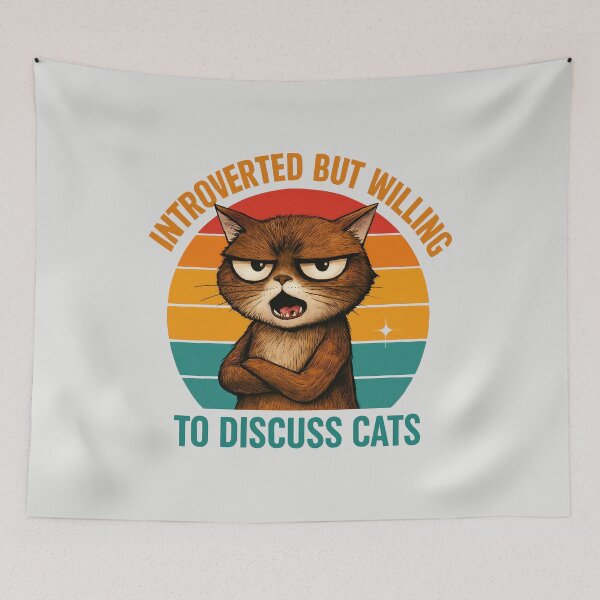 Item preview, Introverted But Willing to Discuss Cats Fluffy Cats  designed and sold by MalwasBasket.