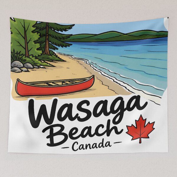 Item preview, Wasaga Beach Cute Lake Vibes Canoe Landscape designed and sold by HowToCanadian.