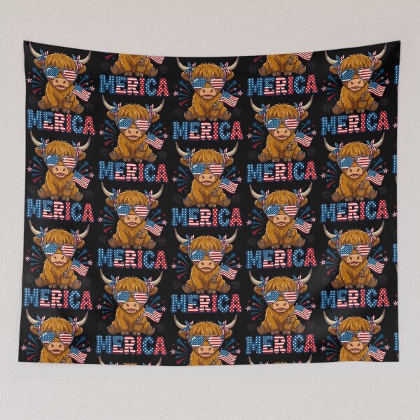Item preview, 4th Of July Patriotic Merica Highland Cow designed and sold by EfiKrios.