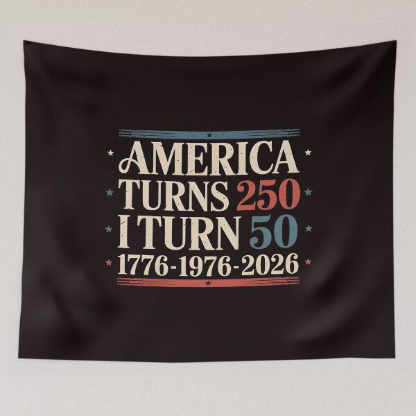 Item preview, America Turns 250 I Turn 50 Funny 50th Birthday and 4th of July designed and sold by Redgiant87x.