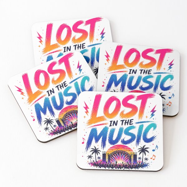 Item preview, Lost In The Music – Retro Festival Sunset Typography Design designed and sold by Digital Culture Studio.