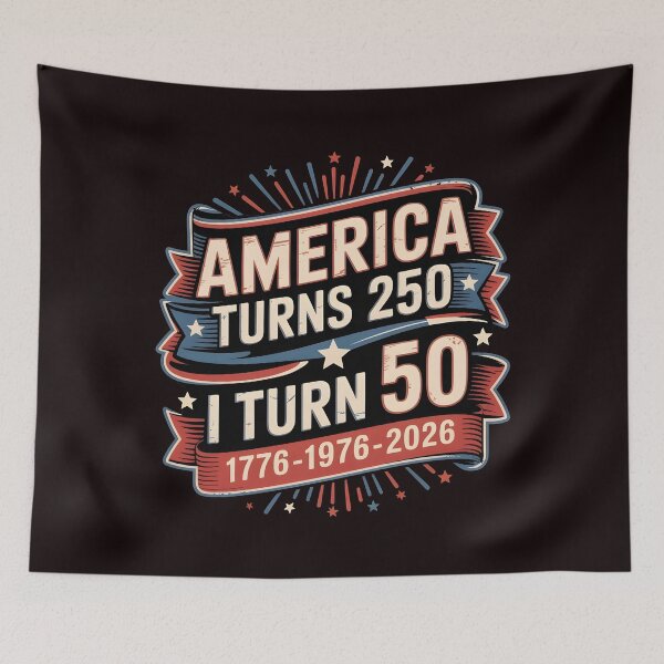 Item preview, America Turns 250 I Turn 50 Retro USA Birthday Design for Patriotic Fans designed and sold by Redgiant87x.