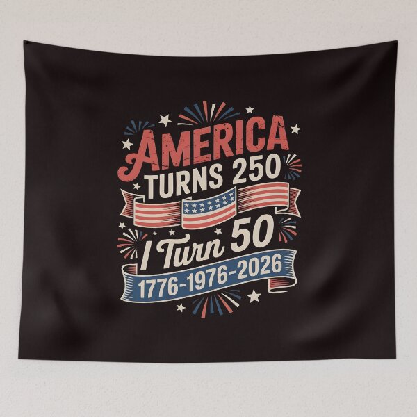 Item preview, America Turns 250 I Turn 50 Patriotic Retro Graphic for 50th Birthday designed and sold by Redgiant87x.