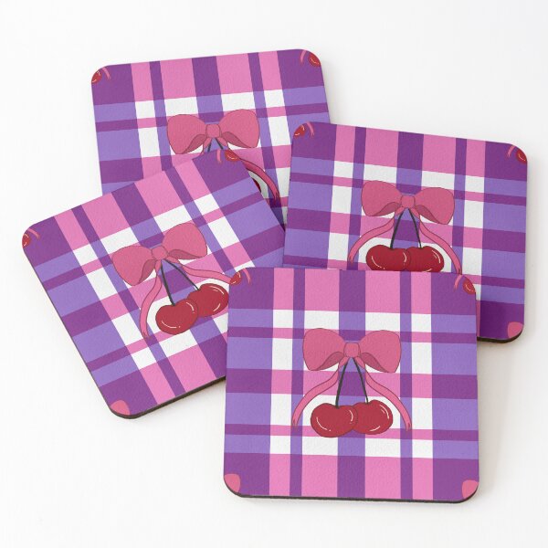 Item preview, Simple and Cute Cherry and Bow (Pink and Purple Plaid) designed and sold by KharaFox Design.