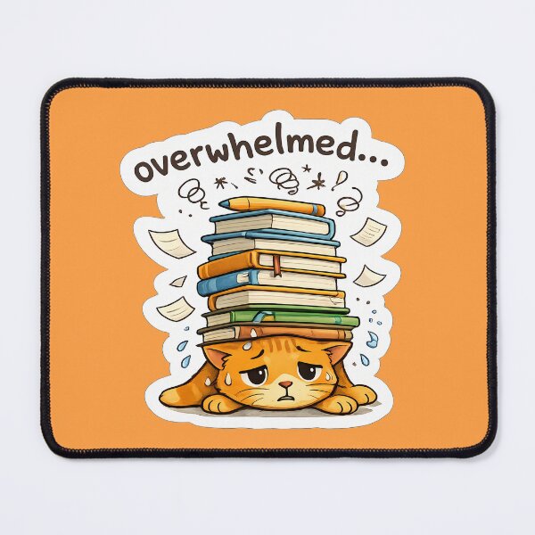 Item preview, Overwhelmed Cat with Stack of Books - The Moody Ginger Cats Series designed and sold by LadyArtSpirit.