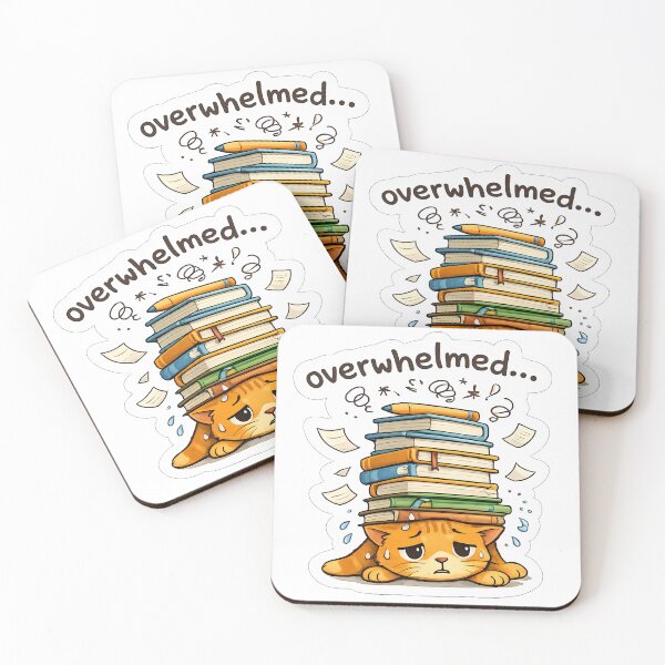 Item preview, Overwhelmed Cat with Stack of Books - The Moody Ginger Cats Series designed and sold by LadyArtSpirit.