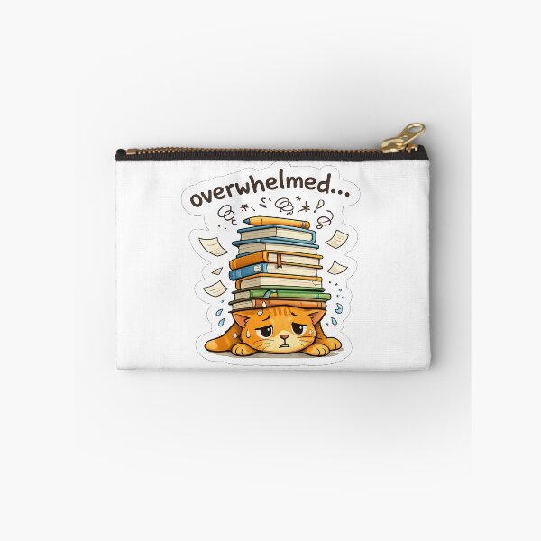 Item preview, Overwhelmed Cat with Stack of Books - The Moody Ginger Cats Series designed and sold by LadyArtSpirit.