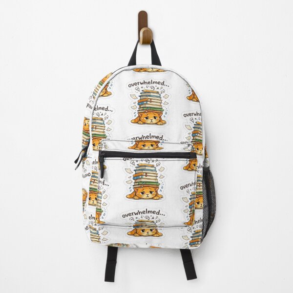 Item preview, Overwhelmed Cat with Stack of Books - The Moody Ginger Cats Series designed and sold by LadyArtSpirit.