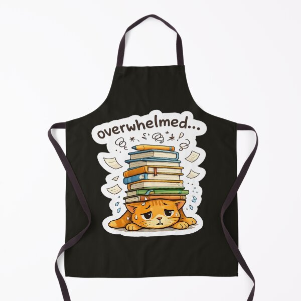 Item preview, Overwhelmed Cat with Stack of Books - The Moody Ginger Cats Series designed and sold by LadyArtSpirit.