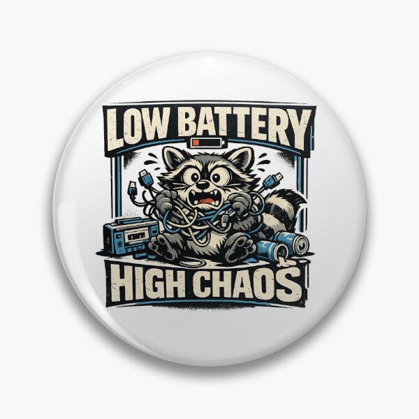 Item preview, Low Battery High Chaos Retro Raccoon Streetwear T-Shirt Design designed and sold by builtforyou.