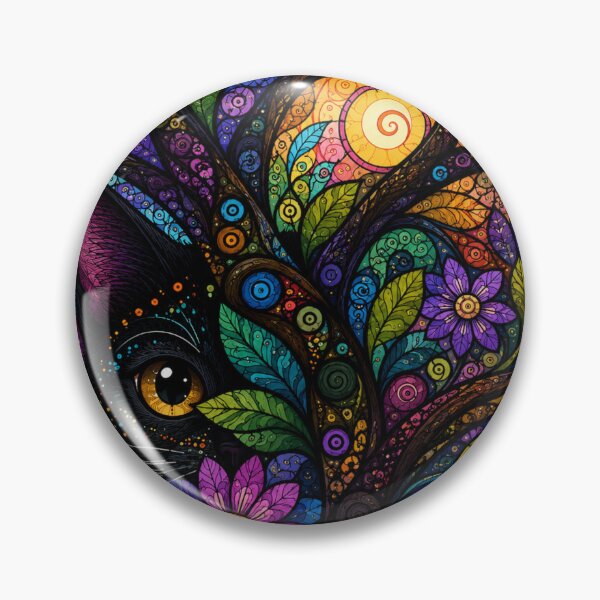 Item preview, Mystic Hidden Cat in Psychedelic Floral Dreamforest Mosaic Art designed and sold by Mindworx21.