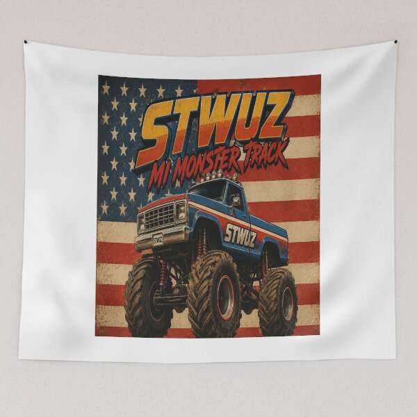 Item preview, Vintage Monster Truck American Flag Retro Art designed and sold by riki2365.
