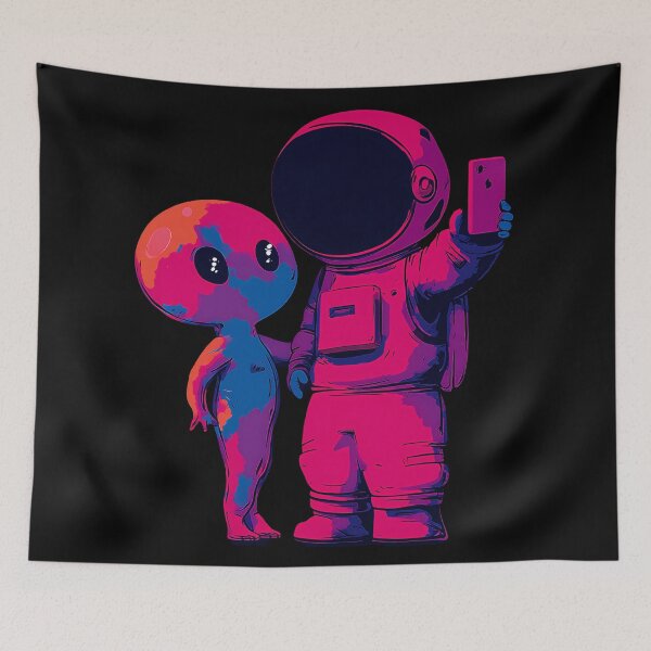 Item preview, Neon Astronaut Alien Selfie designed and sold by ClubVacay.