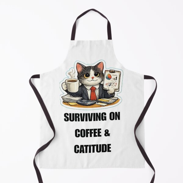 Item preview, SURVIVING ON COFFEE & CATITUDE office cat design designed and sold by DailyQuestPrint.