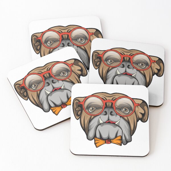 Item preview, Funny Hipster Bulldog with Red Glasses - Cute Nerd Dog Bowtie Illustration designed and sold by 1001T-Shirt.