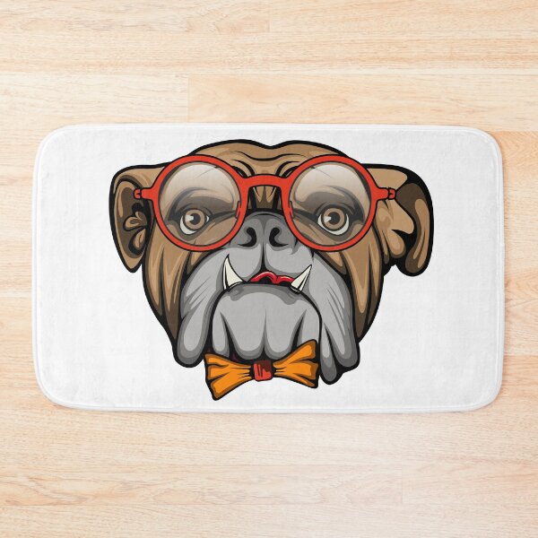 Item preview, Funny Hipster Bulldog with Red Glasses - Cute Nerd Dog Bowtie Illustration designed and sold by 1001T-Shirt.