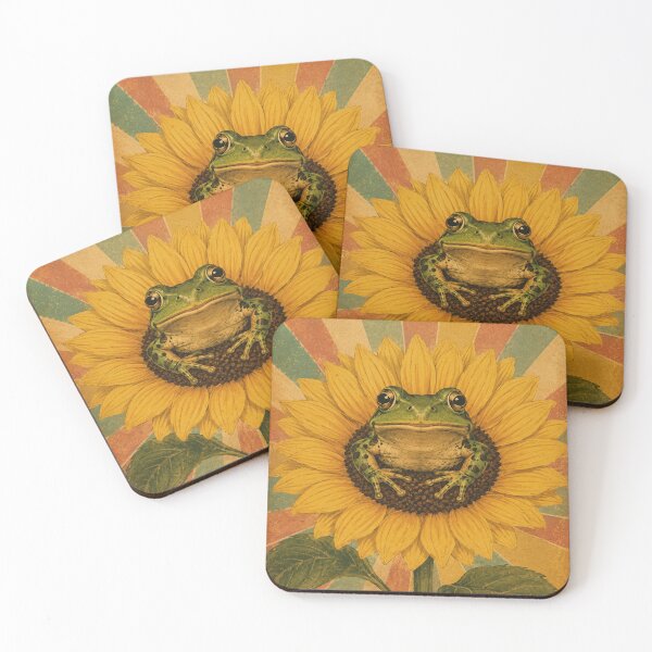 Item preview, Vintage Frog Sunflower Retro Boho Art Poster designed and sold by riki2365.