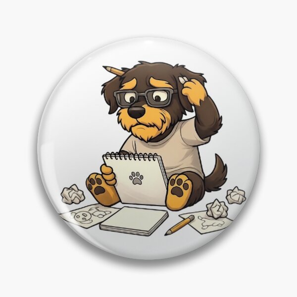 Item preview, Punkchis, a little dog, an artist drawing, seeking inspiration. designed and sold by Punkchis.