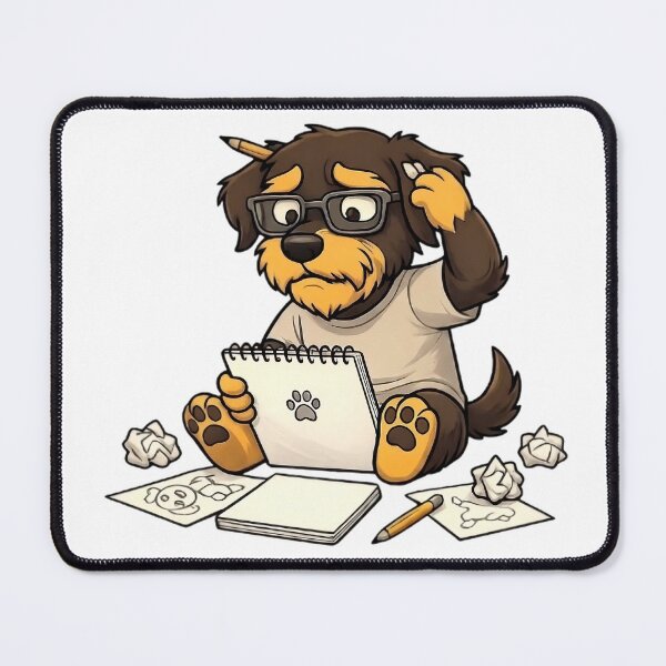 Item preview, Punkchis, a little dog, an artist drawing, seeking inspiration. designed and sold by Punkchis.