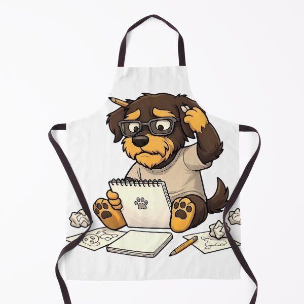 Item preview, Punkchis, a little dog, an artist drawing, seeking inspiration. designed and sold by Punkchis.