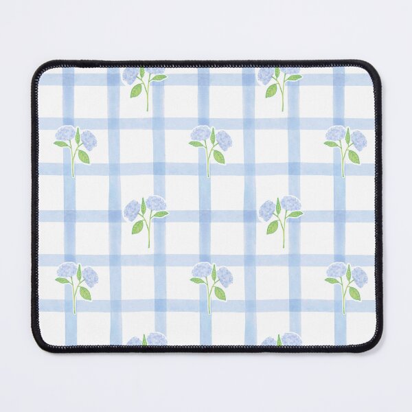 Item preview, Watercolor Blue Hydrangea Floral Seamless Gingham Pattern designed and sold by anigui.