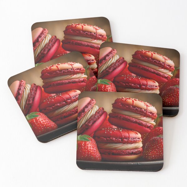 Item preview, Delicious Red Macarons and Fresh Strawberries designed and sold by Artessie.