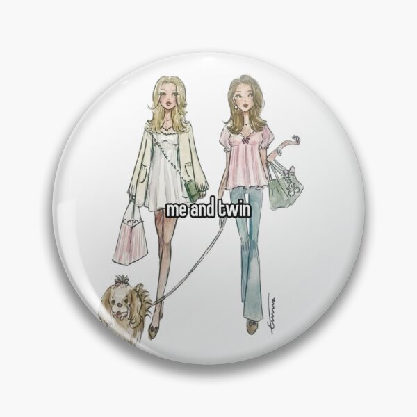 Item preview, fashionable twins with a dog and shopping bags designed and sold by Hi-Princess.