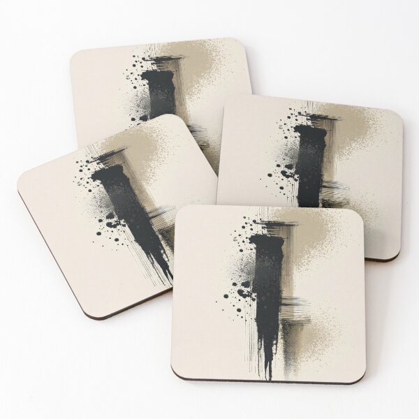 Item preview, Vertical Minimal Ink Composition with Dripping Strokes designed and sold by SlowRegardArt.